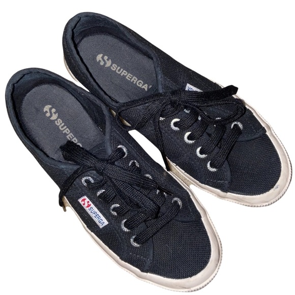 SUPERGA Black Canvas Low Classic Sneakers Size 6 - Picture 7 of 15